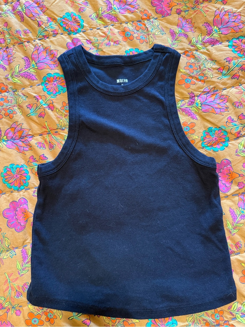 Maeve Black Ribbed Women's Tank Top